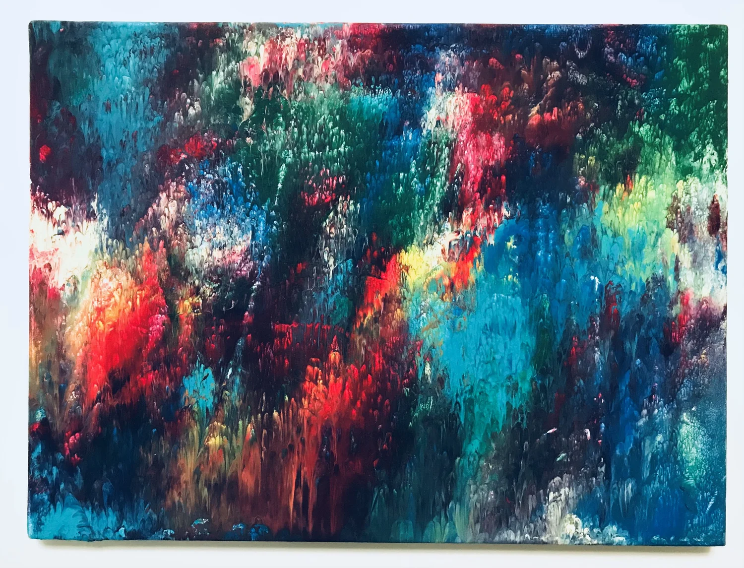 Mother Earth | The red hues scattered throughout the painting is representative of the gradual extinction of various species of animals on Earth as a result of repercussions by humans and/or nature.