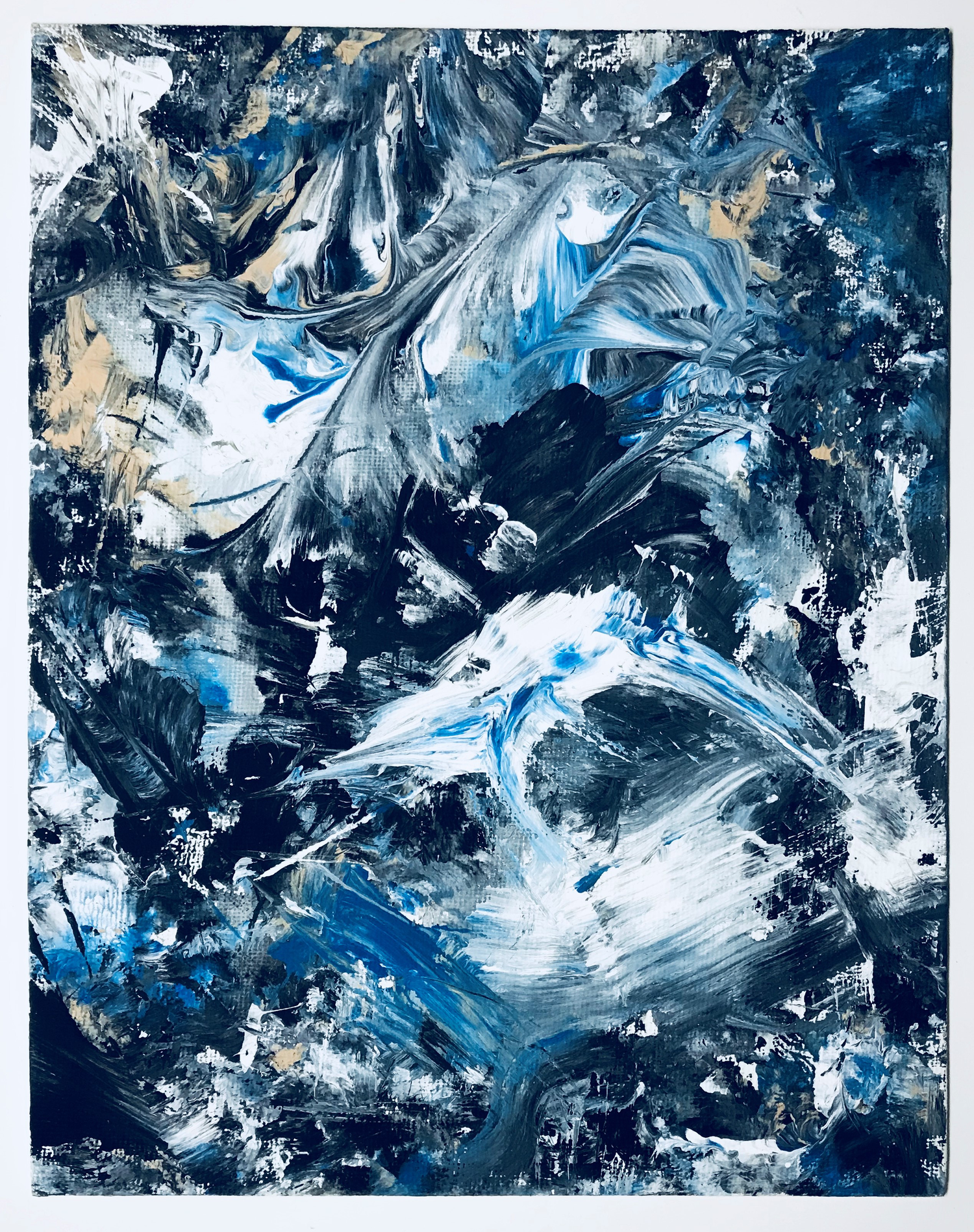 Ocean Blues | Inspired by state of the ocean water, the black and navy hues enveloped in the waves are symbolic of the pollution and destruction found in oceans that affect sea life.