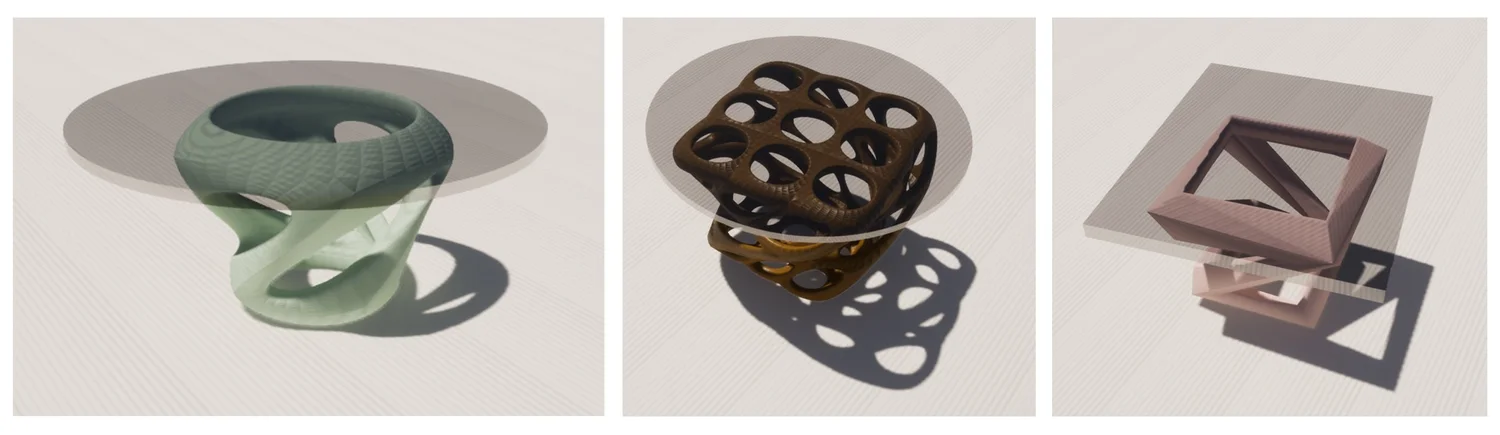 3D-printed Tables made from recycled materials